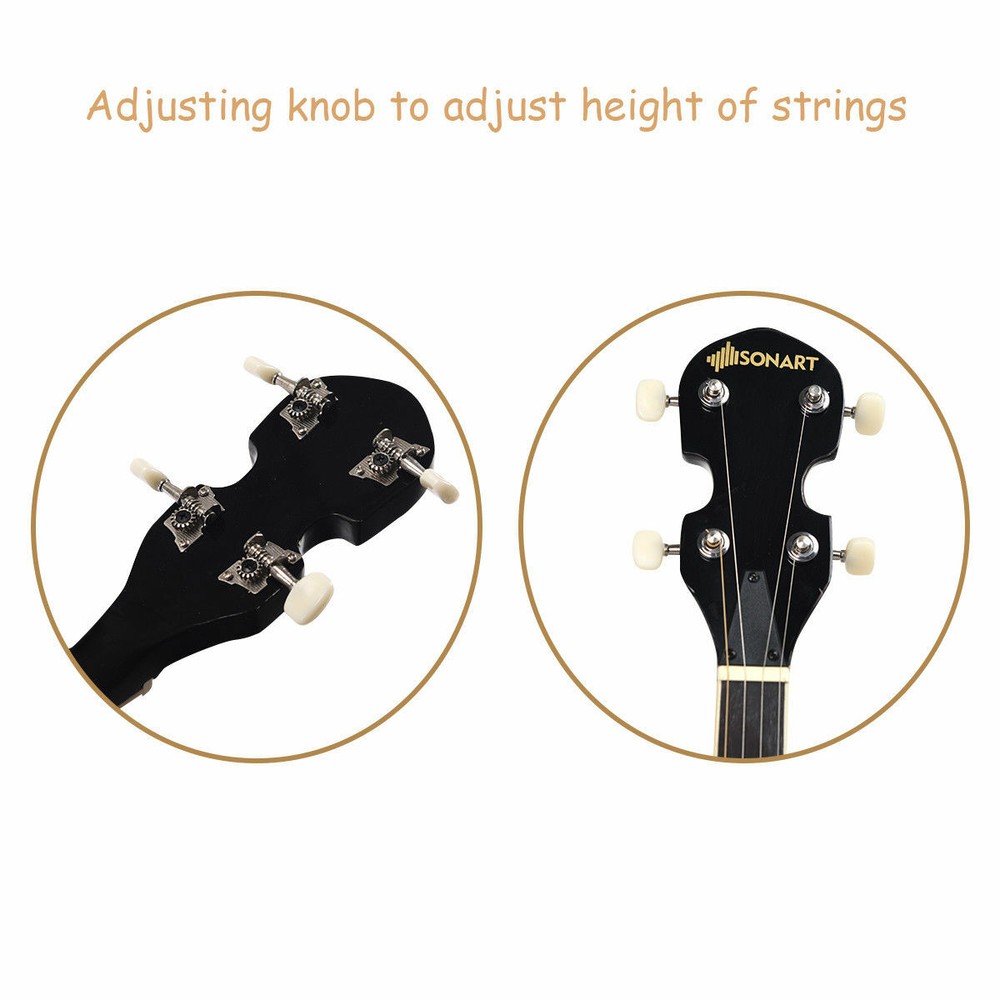 Costway 5 String Geared Tunable Banjo 24 Brackets Closed Back Remo Head w/ Case