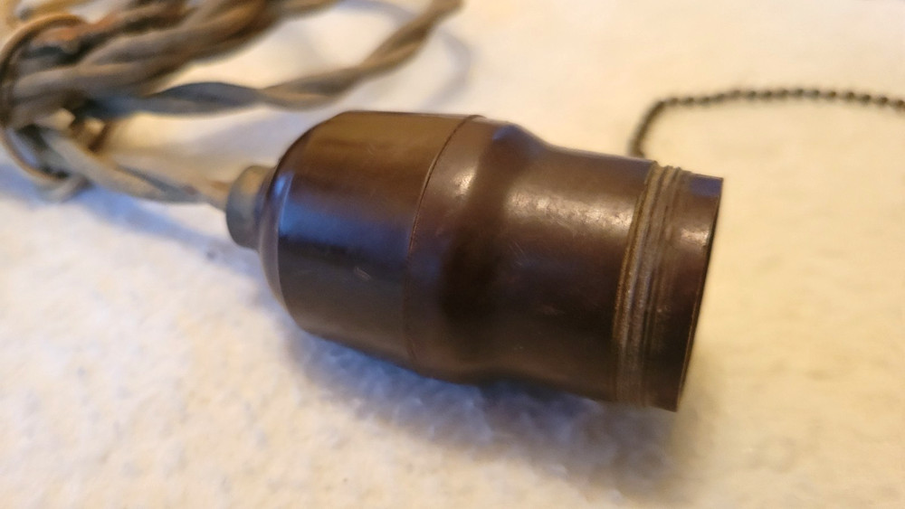 Vintage Paulding Light Socket Pull Chain 6' Twisted Cloth Covered Wire PullChain