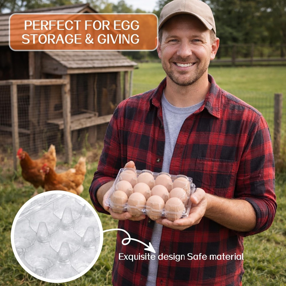 Plastic Egg Cartons 60 Pack 12 Count Cheap Bulk Clear Dozen Reusable Empty Eg...