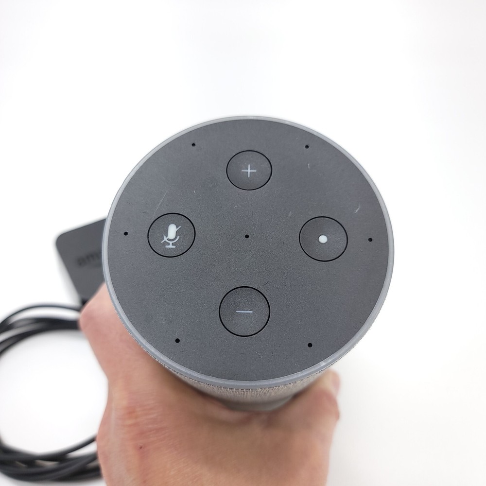 Amazon Echo 2nd Generation Smart Speaker TESTED Gray Fabric OEM Power Adapter