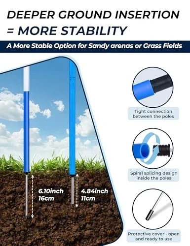 6 Pcs 6FT Pole Bending Poles for Horses, Adjustable With Ground-mounted