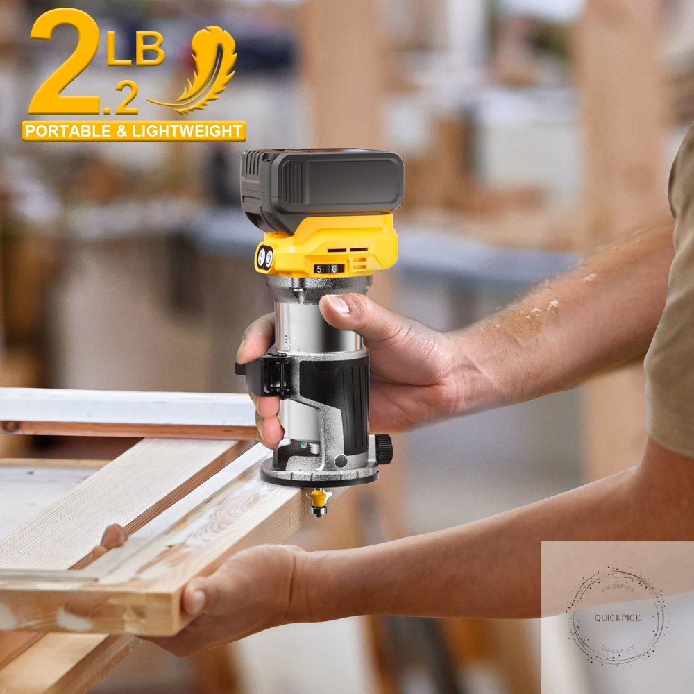 Cordless Compact Router Compatible with DeWalt 20V Battery Bare Tool 6 Variable