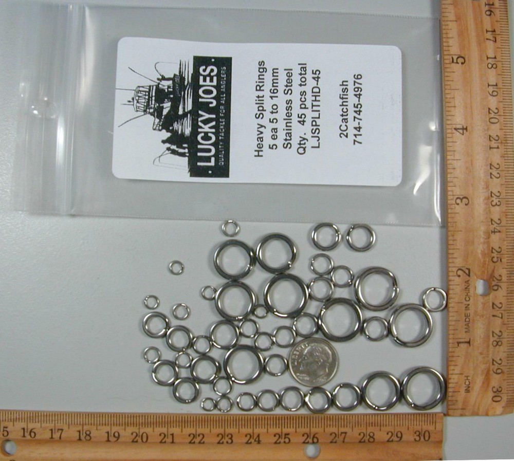 Heavy Duty Split ring assortment 45 pcs 5ea size Stainless sizes 2 to 11 (no 9)
