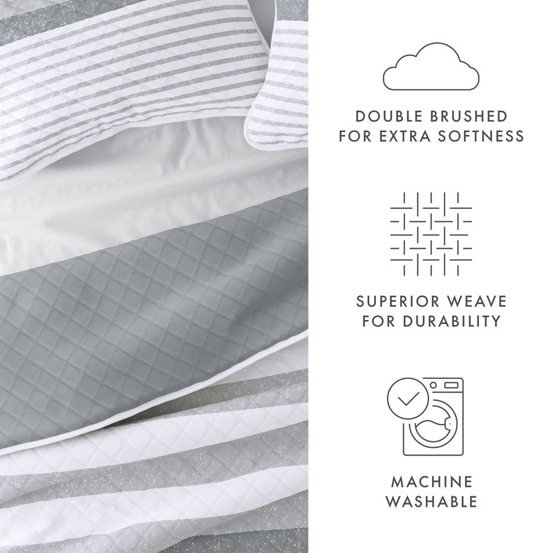 Soft Quilted Coverlet Set Hypoallergenic Reversible Down Alternative Microfiber