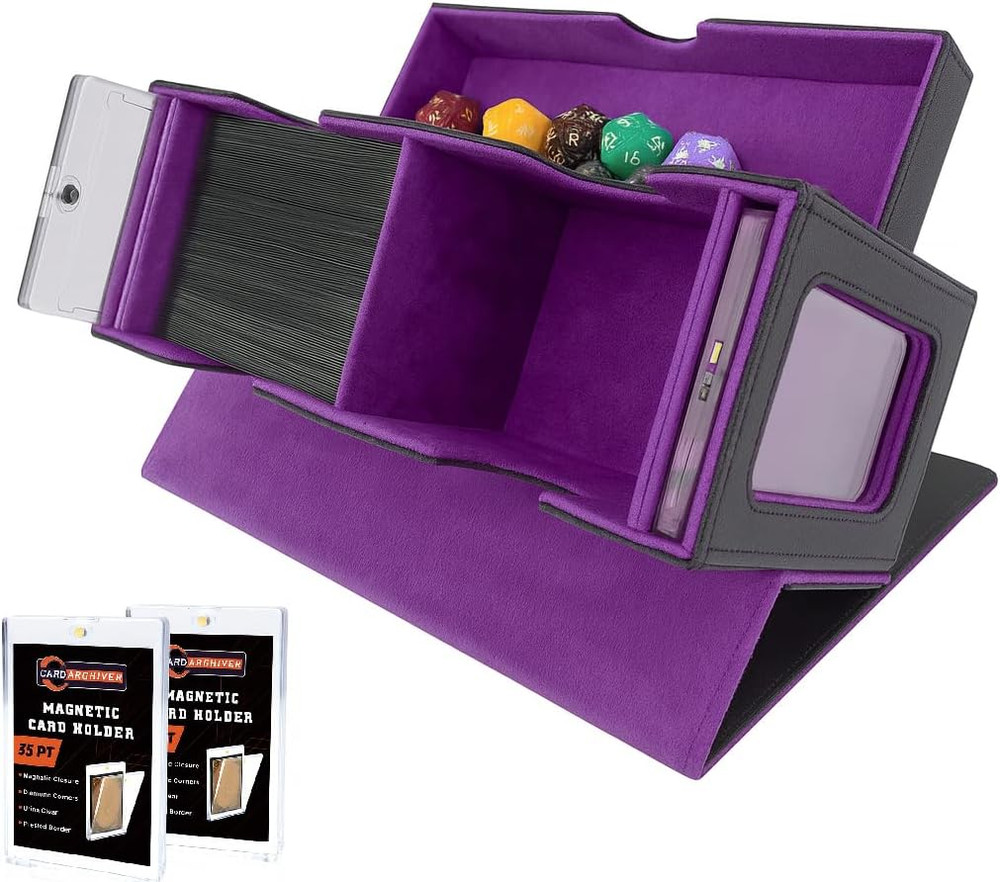 Card Deck Box, MTG Commander Card Deck Box, 2 Commander Display, Fits 200 Double