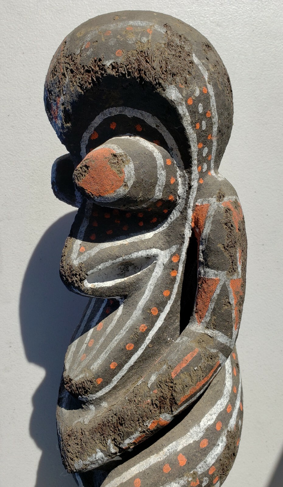 Vanuatu Large Painted Wood Sculpture Vintage Oceania