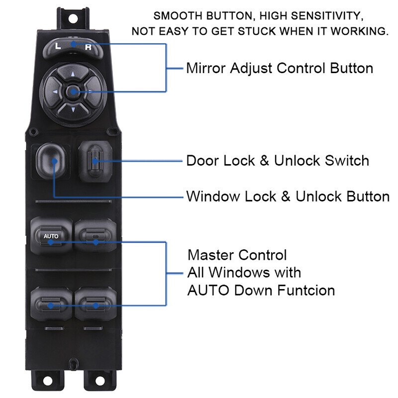 Master Window Switch Control+Grey Panel for Dodge Ram/ Dakota/Durango 2002-2009