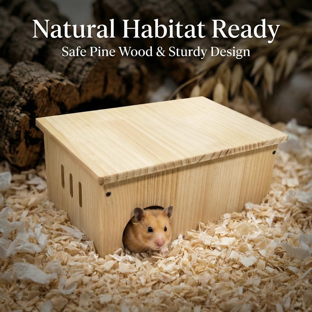 Solid Pine Multi Chamber Hamster Hideout House Removable Divider 3" Entrance ...