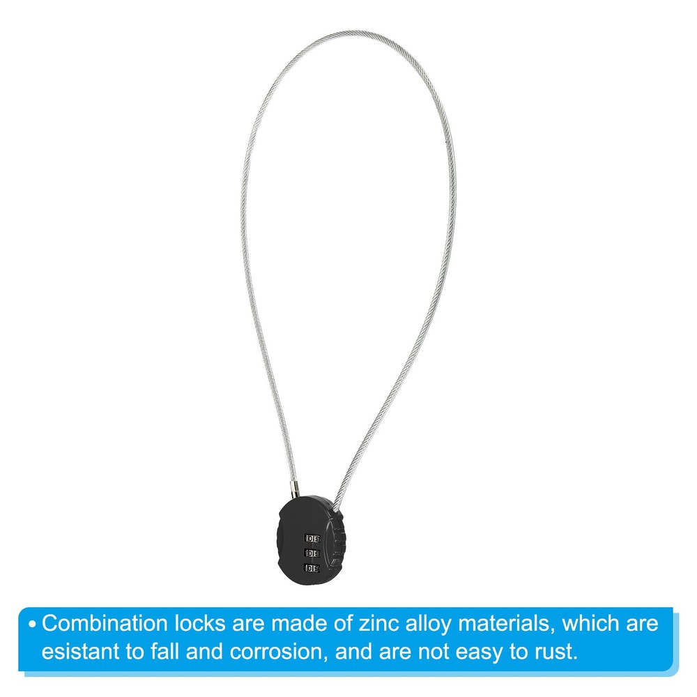Small Combination Block 19.6", 2pcs 3 Digit Luggage Lock, Black