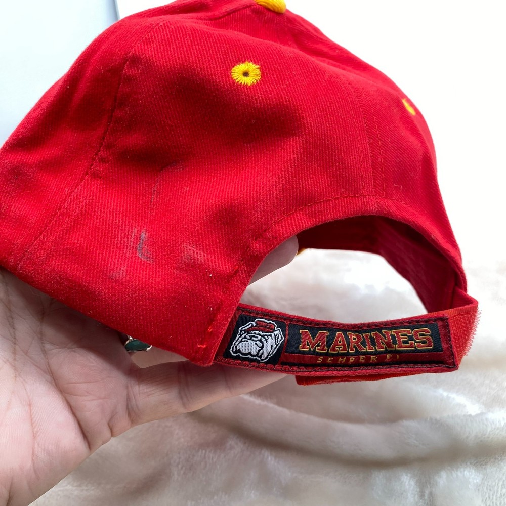 Vintage US Marines USMC Eagle Globe Anchor Rope Hat Red ML Caps