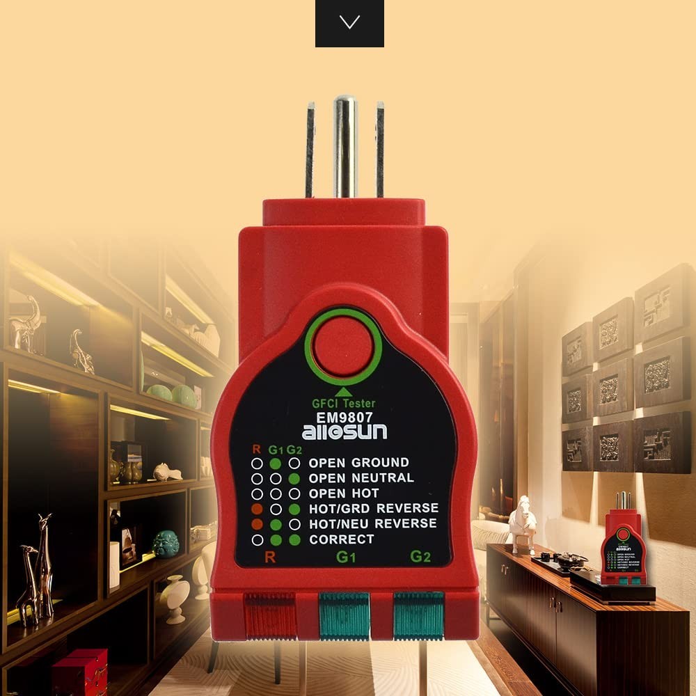 Compact GFCI Outlet Tester with Bright Readouts - 125V AC Plug Circuit Analyzer