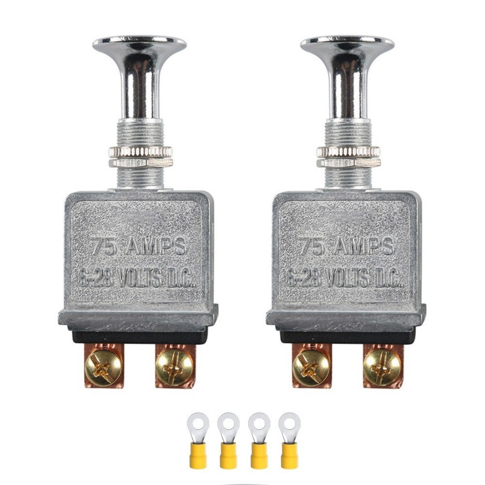 Heavy Duty Push Pull Switch 2PCS 75 Amp 628 Volt DC 2 Position SPST for Marine