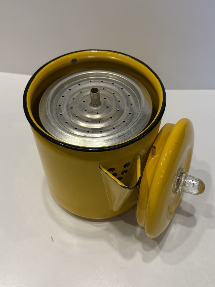 Vintage Yellow Enamelware Percolator Coffee Pot