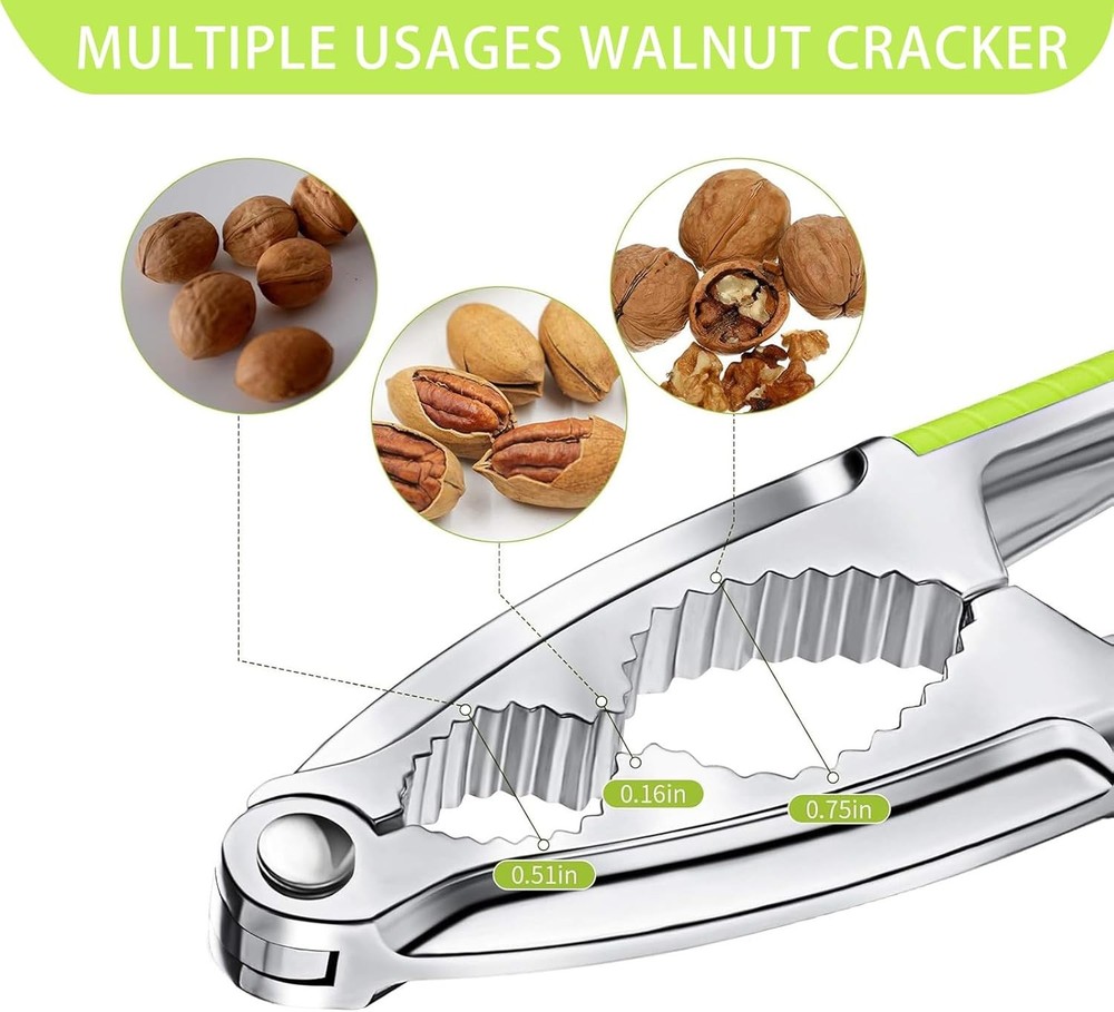 Nut Cracker, 2-Pack Stainless Steel Nutcracker with Non-Slip Handle, for Walnuts