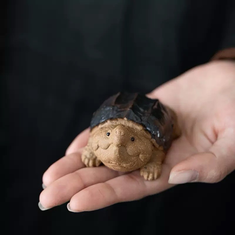 Handmade Clay Snapping Turtle Figurine Sculpture Statue decor