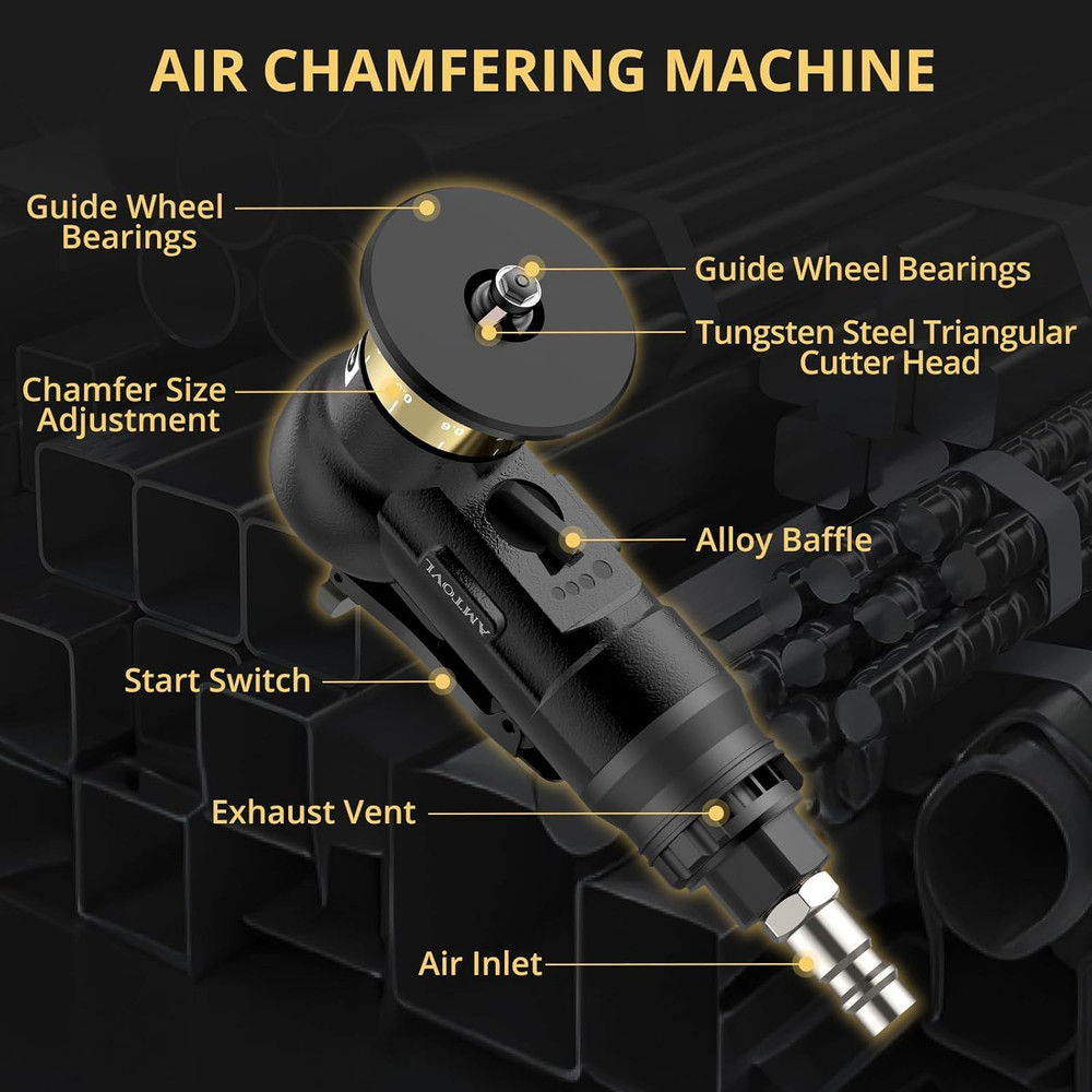 Pneumatic Chamfering Tool - Mini Air Chamfer Tool with 10 C-Angle & 10 R-Angle B