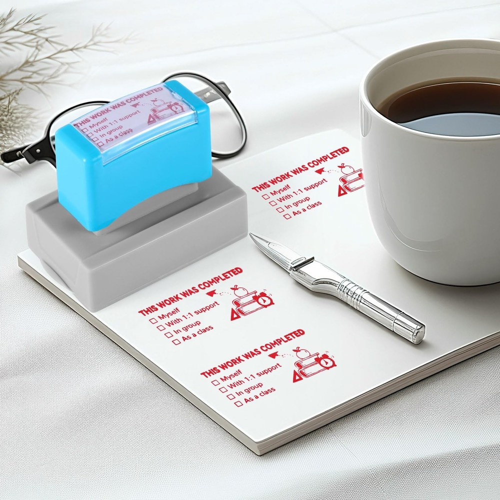 Teacher Stamps Work Completed Checkbox Grading Self-Inking Office 3 PCS