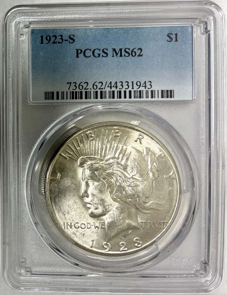 1923-S Silver Peace Dollar, PCGS MS-62, Better Date!