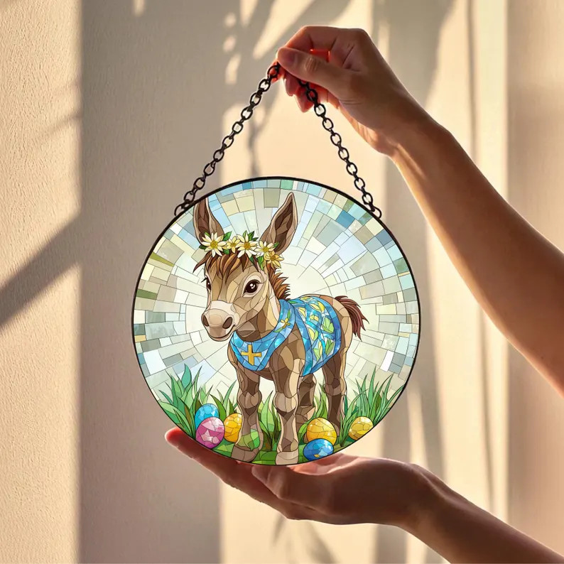 Easter Donkey Suncatcher Window Hanging Decor Gift Unique