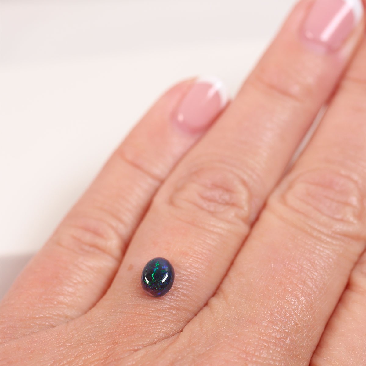 Natural Australian Black Opal 0.6 ct, Solid Lightning Ridge Opal 5.2 x 6.6 mm