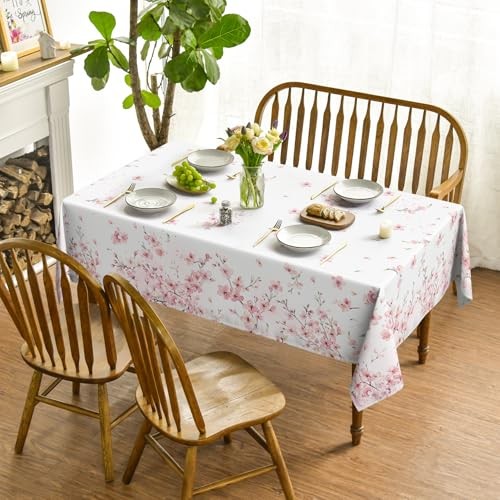 Spring Tablecloth 52×70 Inch Rectangular Cherry 52" x 70" (Rectangular) Pink