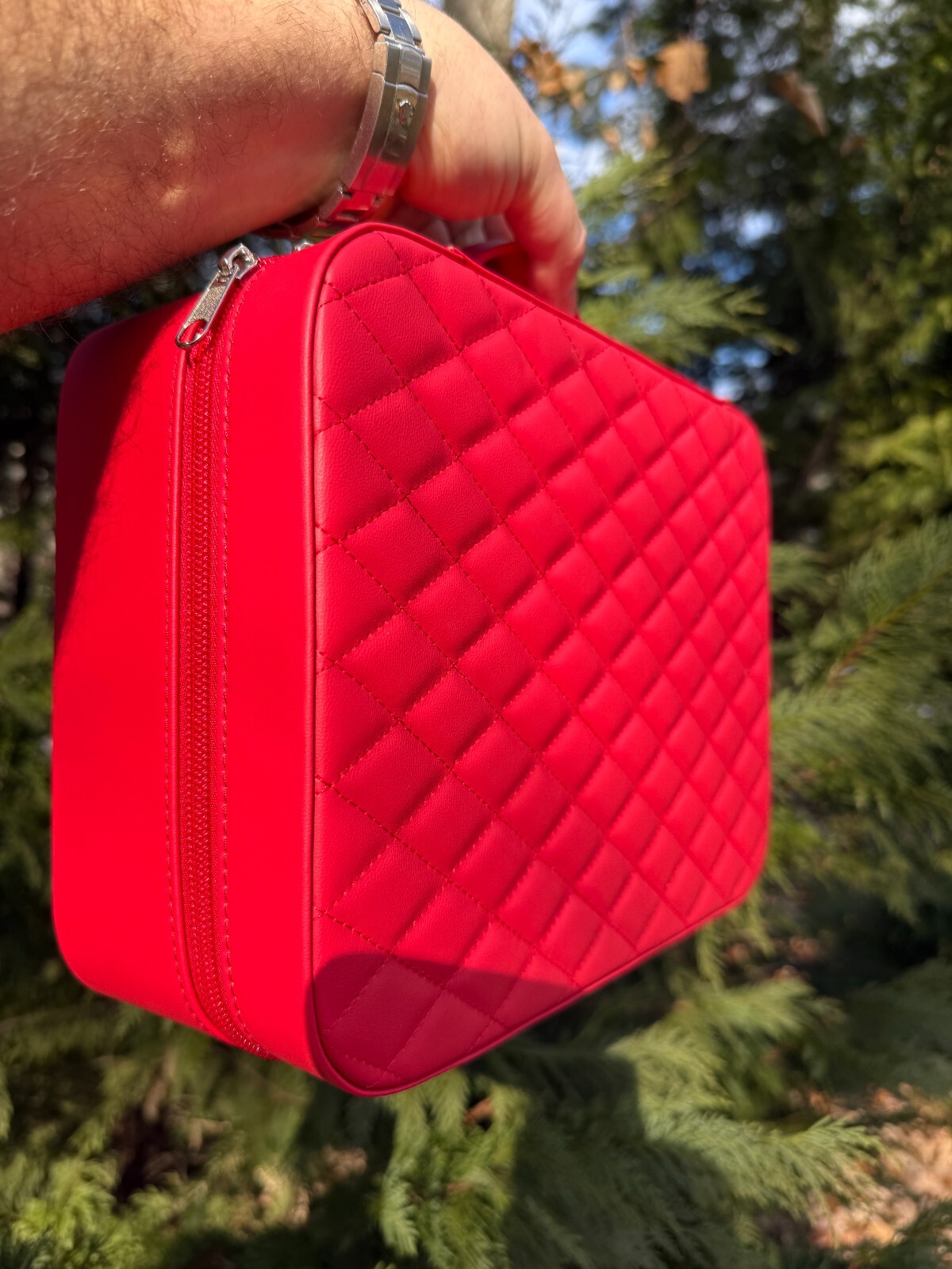 Harlembling Leather Travel Jewelry Box Case - Red