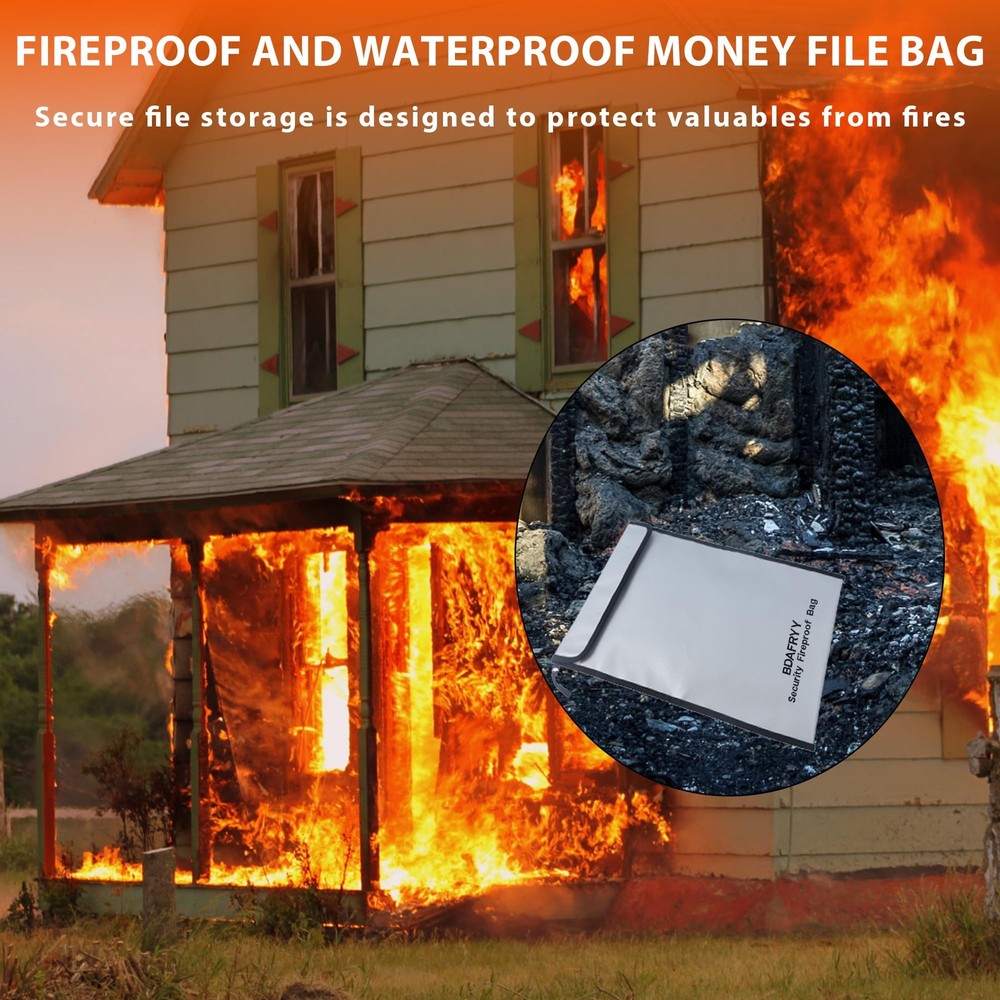 3 Pcs Fireproof Waterproof Money Important Document Bag(2000℉),Fire Proof Bag...