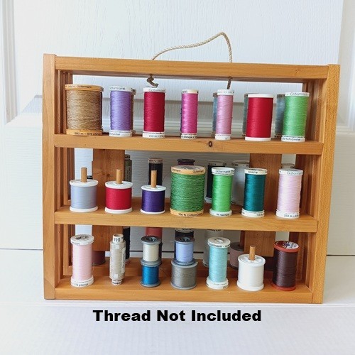 Handcrafted Tabletop Wood (Pine?) Thread Spool Rack - Holds 42 Spools Minimum