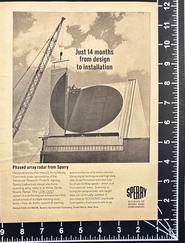 Sperry Phased Array Radar Army Missile Command Vintage Print Ad 1966