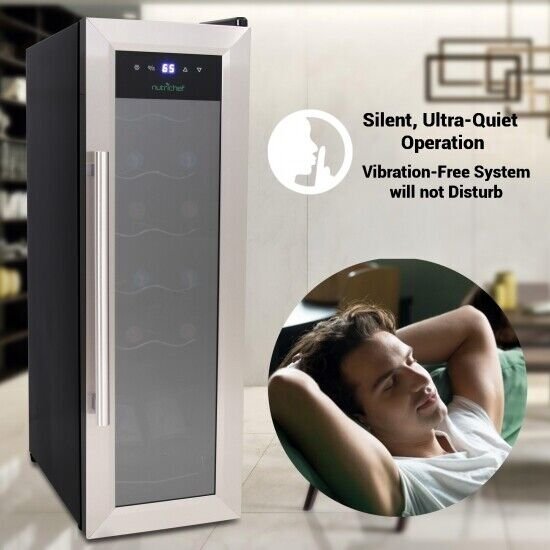 NutriChef PKCWC12- Home Wine Cooler Fridge.Digital Touchscreen Control,12 Bottle