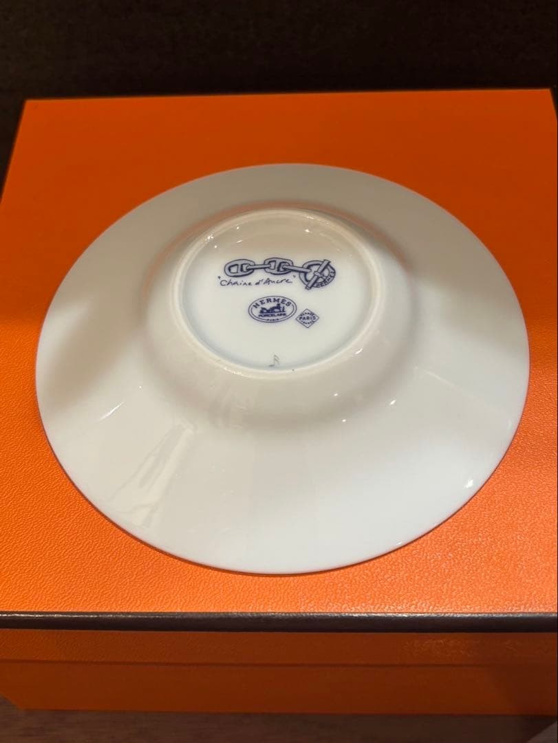 Hermes Chaine d Ancre Cup Saucer Set White Blue Authentic Luxury Edition