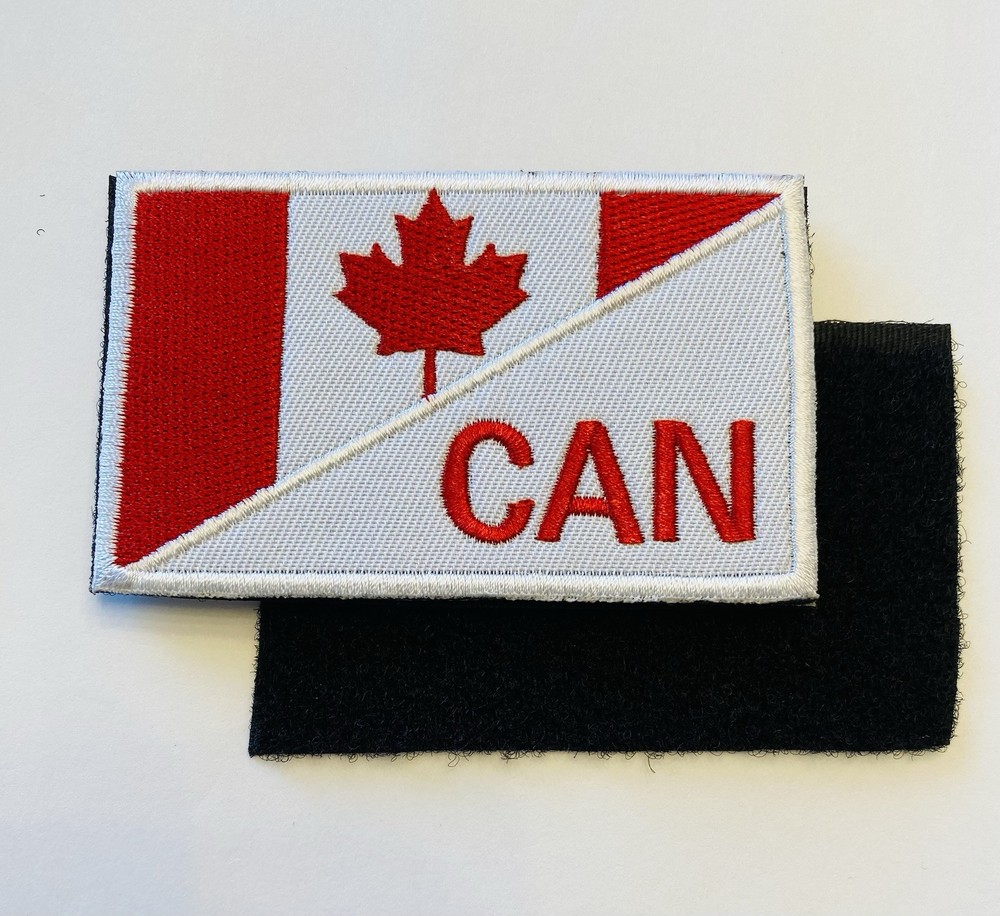 CANADA SPLIT FLAG CAN HOOK & LOOP EMBROIDERED PATCH**FREE SHIPPING**