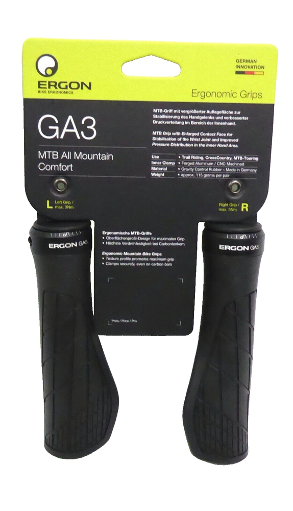 Ergon GA3 Grips Large, Black, Lock-On