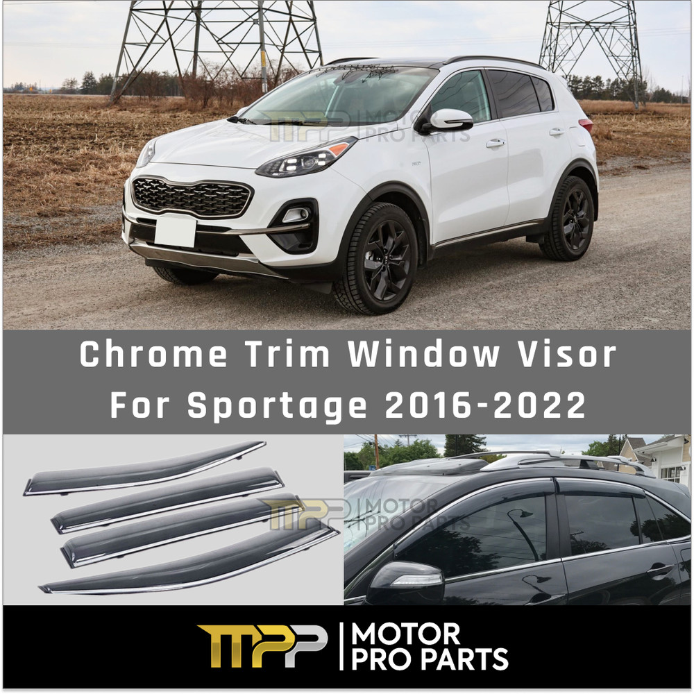 Chrome Trim Window Vent Visors Rain Deflectors Wind Guards For 2016-22 Sportage