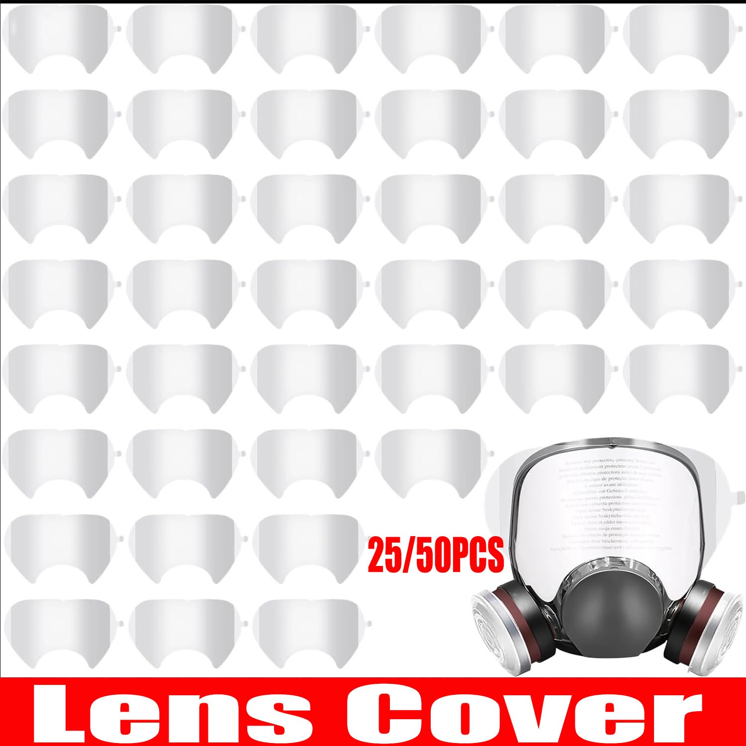 50/25X Peel off Lens Cover for 3M 6885, 6000, 6700, 6800, 6900 Faceshield Cover