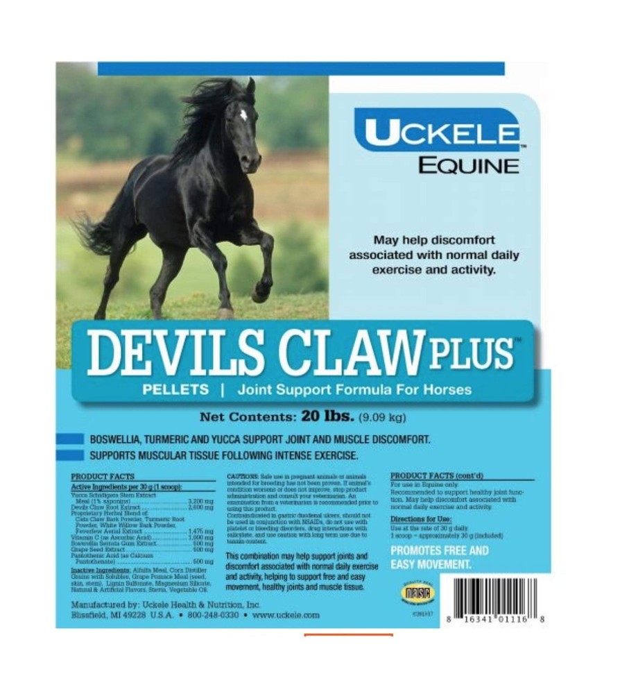 Uckele Devils Claw Plus Horse Supplement, Joint Support Formula, Pellets, 20 lb