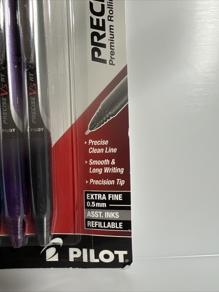 Pilot Precise V5 Retractable Rolling Ballpens, Extra Fine, Assorted 8 Pack 0.5mm