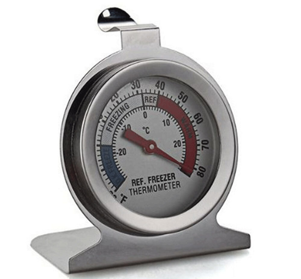 Refrigerator Freezer Thermometer Fridge DIAL Type Stainless Steel Hang Stand 1-4