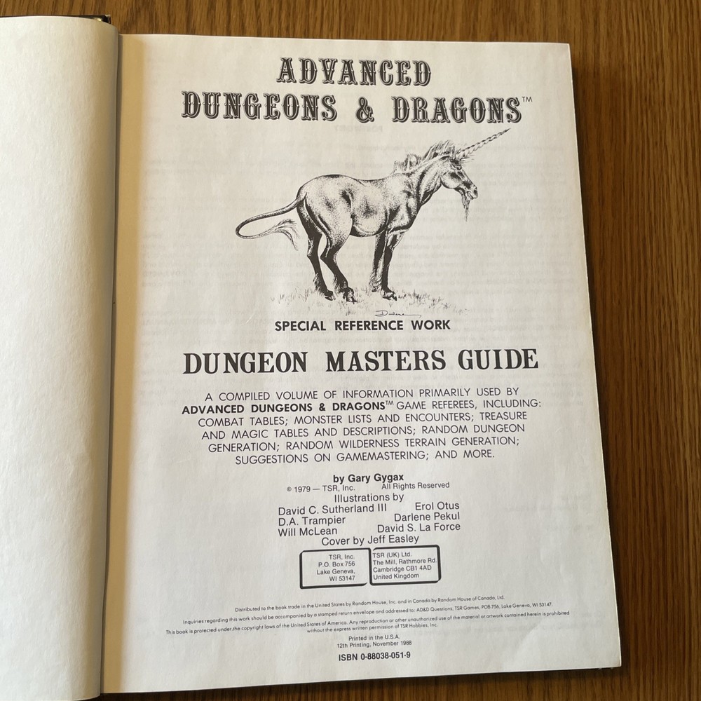 Advanced Dungeons and Dragons Dungeon Masters Guide 1979