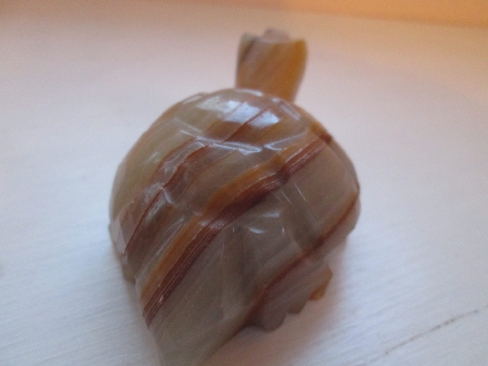 Solid Stone Carved Turtle Figurine 3 3/4" Long