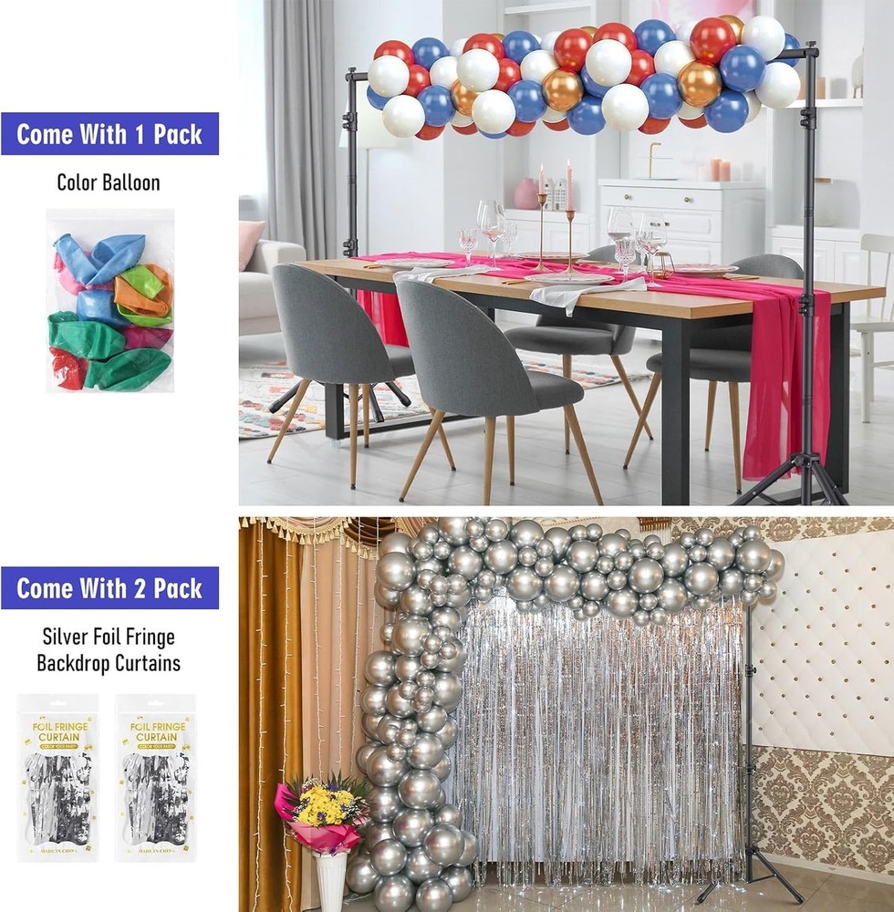 Backdrop Stand Kit - 6 Widths, 10x7.5ft Adjustable Background Stand for Parti...