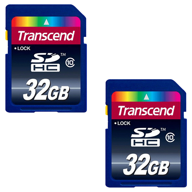 Two Transcend 32GB Class 10 SDHC Memory Cards ( TS32GSDHC10)