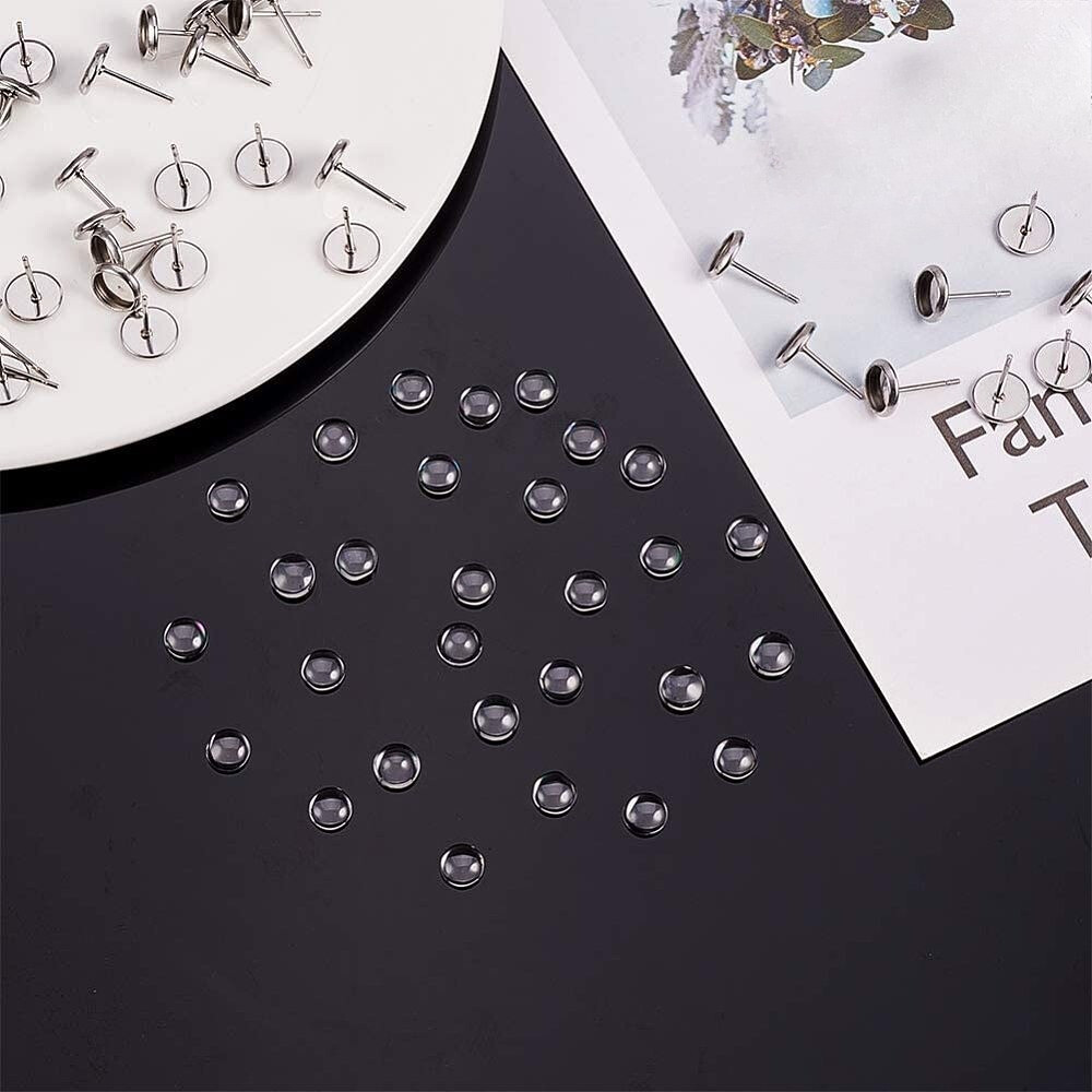 1box Earring Making with 304 Stainless Steel Stud Earring Components