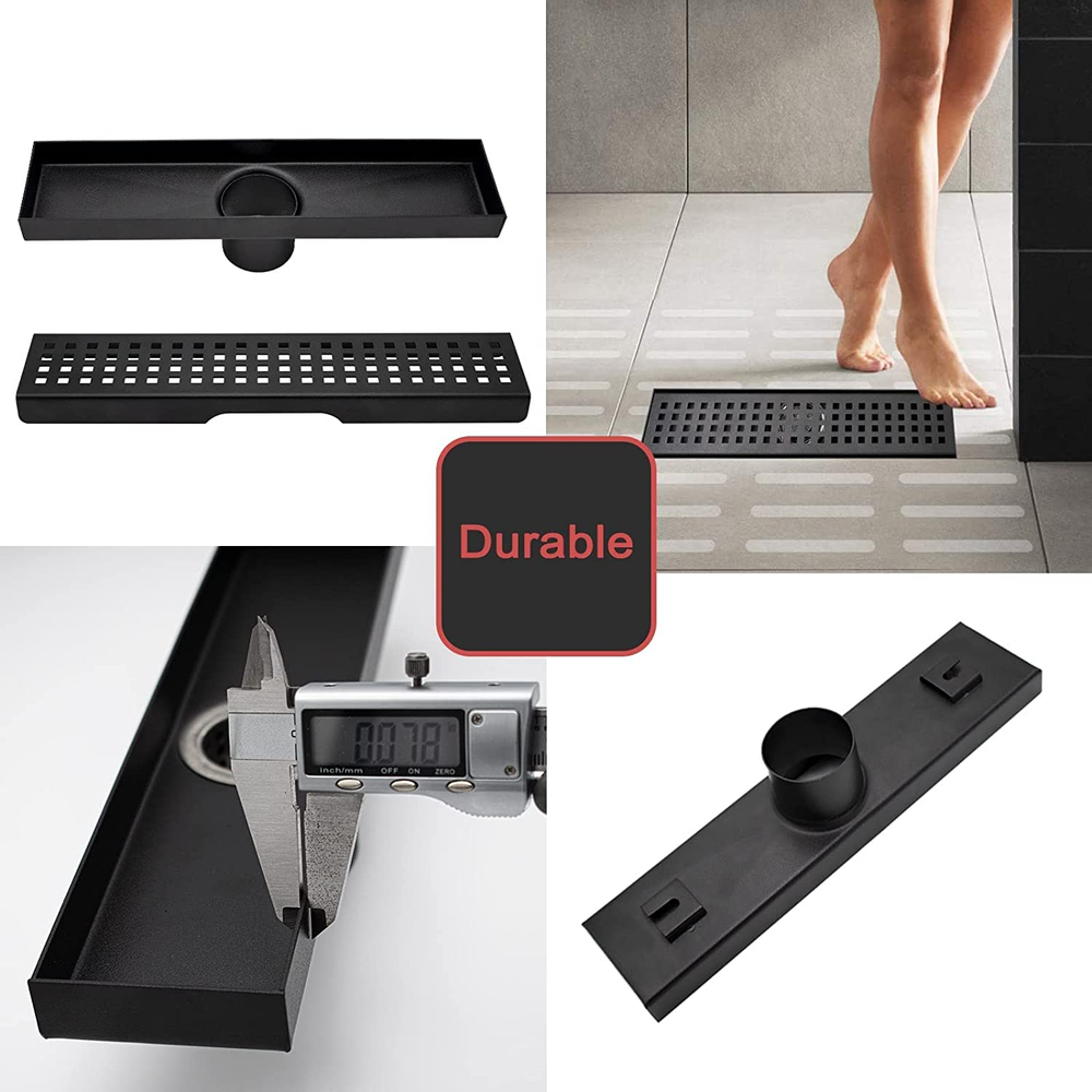 Drenaje Piso Ducha Lineal Rejilla Rectangular Acero Inoxidable Para Bano De 12"