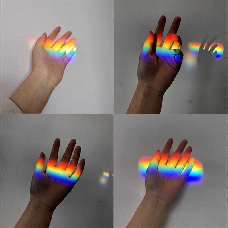 Optical Glass Triangle Prism Refraction Sunlight Rainbow Teaching Spectrum Props