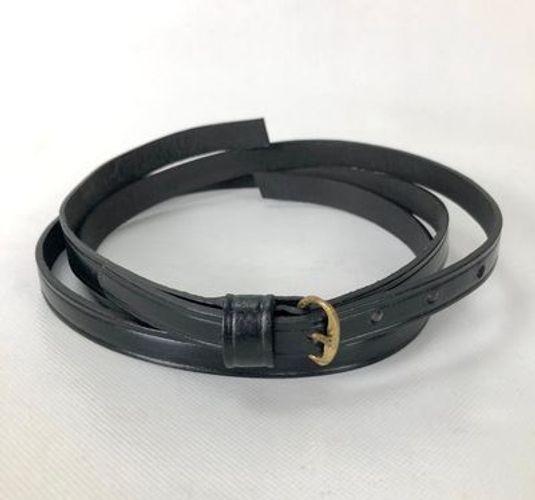 Black Leather Powder Horn Strap with Brass Buckle
