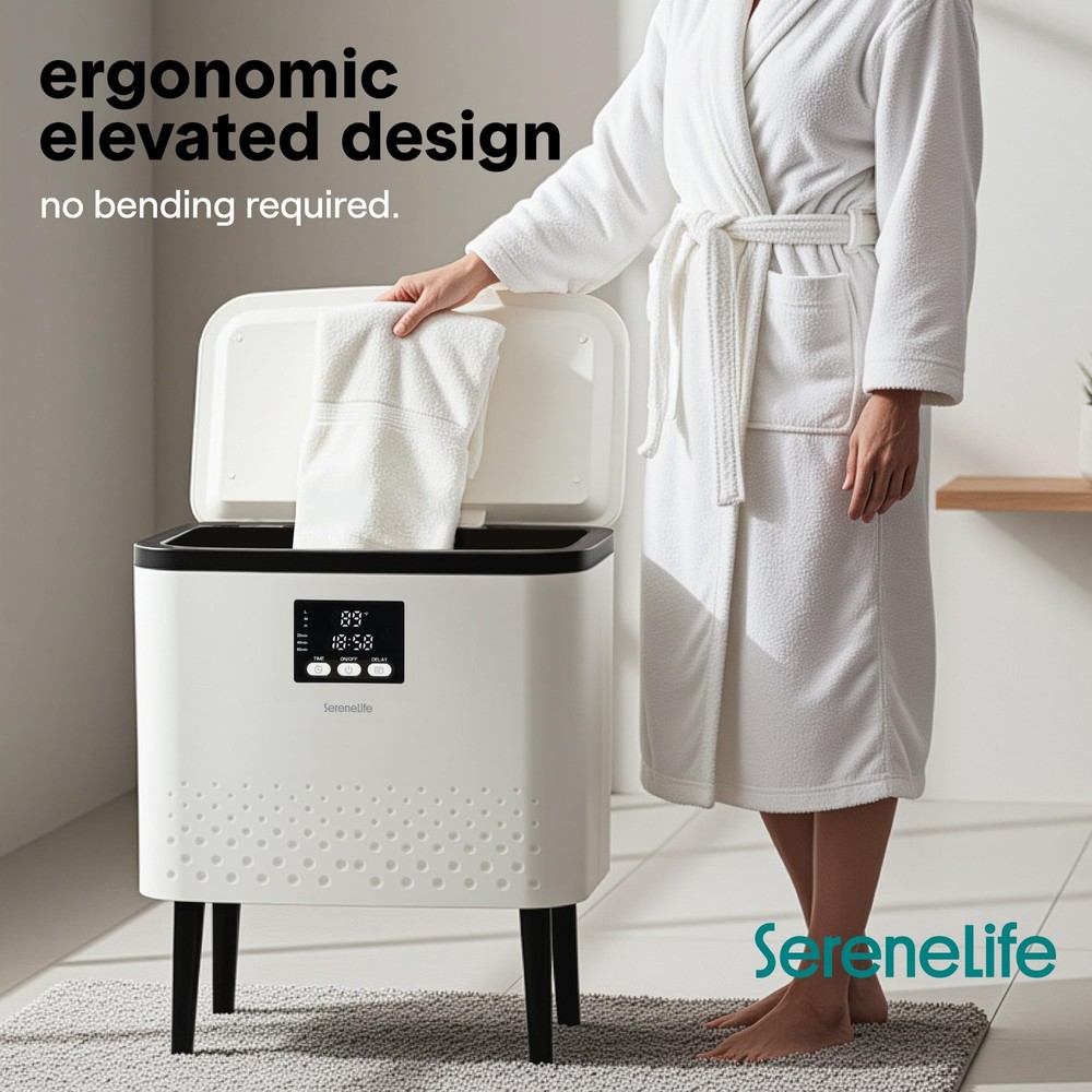 SereneLife Rectangular Towel Warmer Bucket – 20L Large Capacity - Black