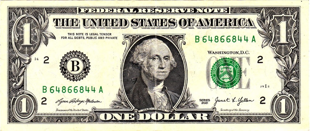 $1 2021 Fancy Serial B64866844A