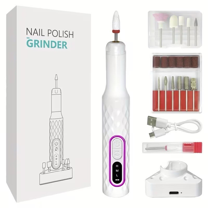 Electric Nail Drill Manicure Set | Portable Nail File w/ Accessory Bits