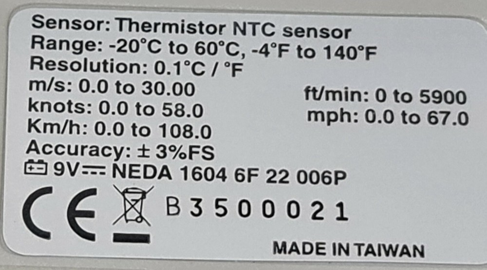 MARTINDALE AV90 ANEMOMETER w/ EXTERNAL PROBE 13001118